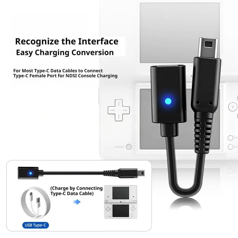 Type C Charging Cable for Nintendo for NDSi 2DS 3DS 3DSLL 3DSXL Console Game Controller Power Supply Wire USB C Cord for NDSi