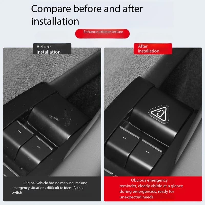 2 Warning Wall decals for Emergency Doors for Tesla Model 3 Y, Front Button Decalcomania and Rear Corda, Car Accessories