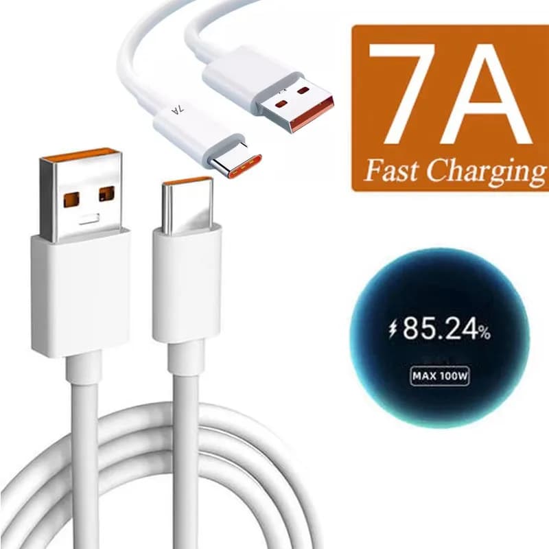 1-5 pcs USB Type-C 7A 100W super fast charging cable for Huawei P40 P30, Fast charging data cable for Xiaomi Mi Oneplus Realme POCO