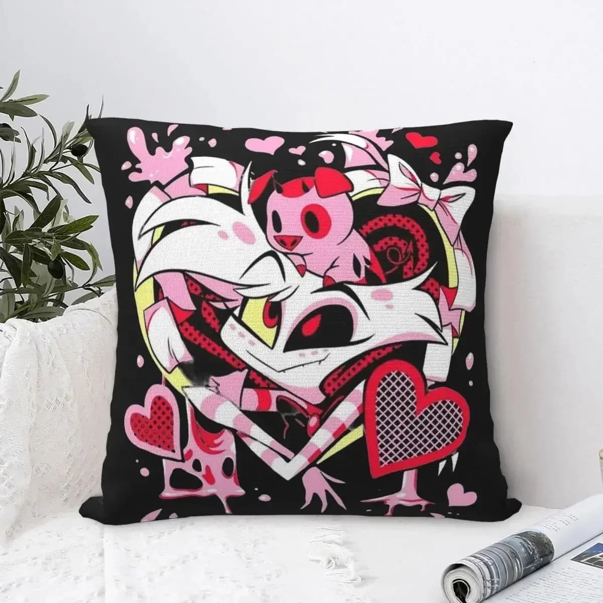 Hazbin Hotel Almohada Fondotinta anti corruzione Federa stampata anime adatta per la decorazione del cuscino del divano nel soggiorno