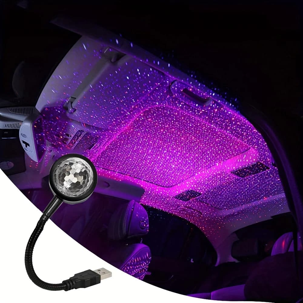 LED night light for starry sky for vehicles, Galaxy Star projector powered via USB, car roof lamp, room, ceiling furniture, plug and play