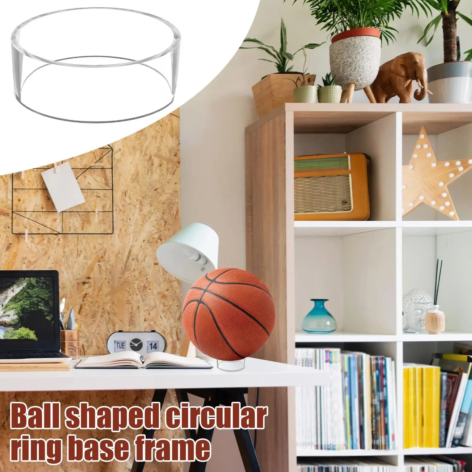Espositore da basket Supporto per palla ad anello rotondo per display Supporto per espositore per palla da calcio in acrilico per basket da calcio