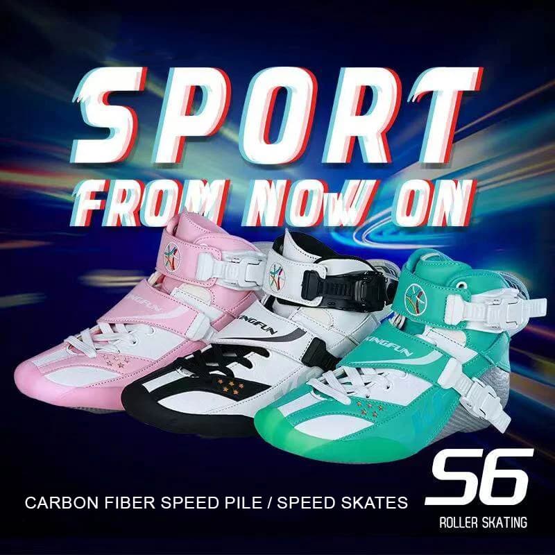 Pattini a rotelle professionali da competizione per uomo, donna e bambino, modello KF Speed Pile, in fibra di carbonio, con materiale PU per la velocità.