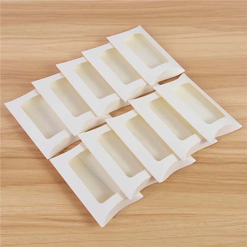 50 Piece Pillow Shaped Candy Box With Wedding Party Window Packing Christmas Kraft Paper Gift Box Supplies For Birthday Partys