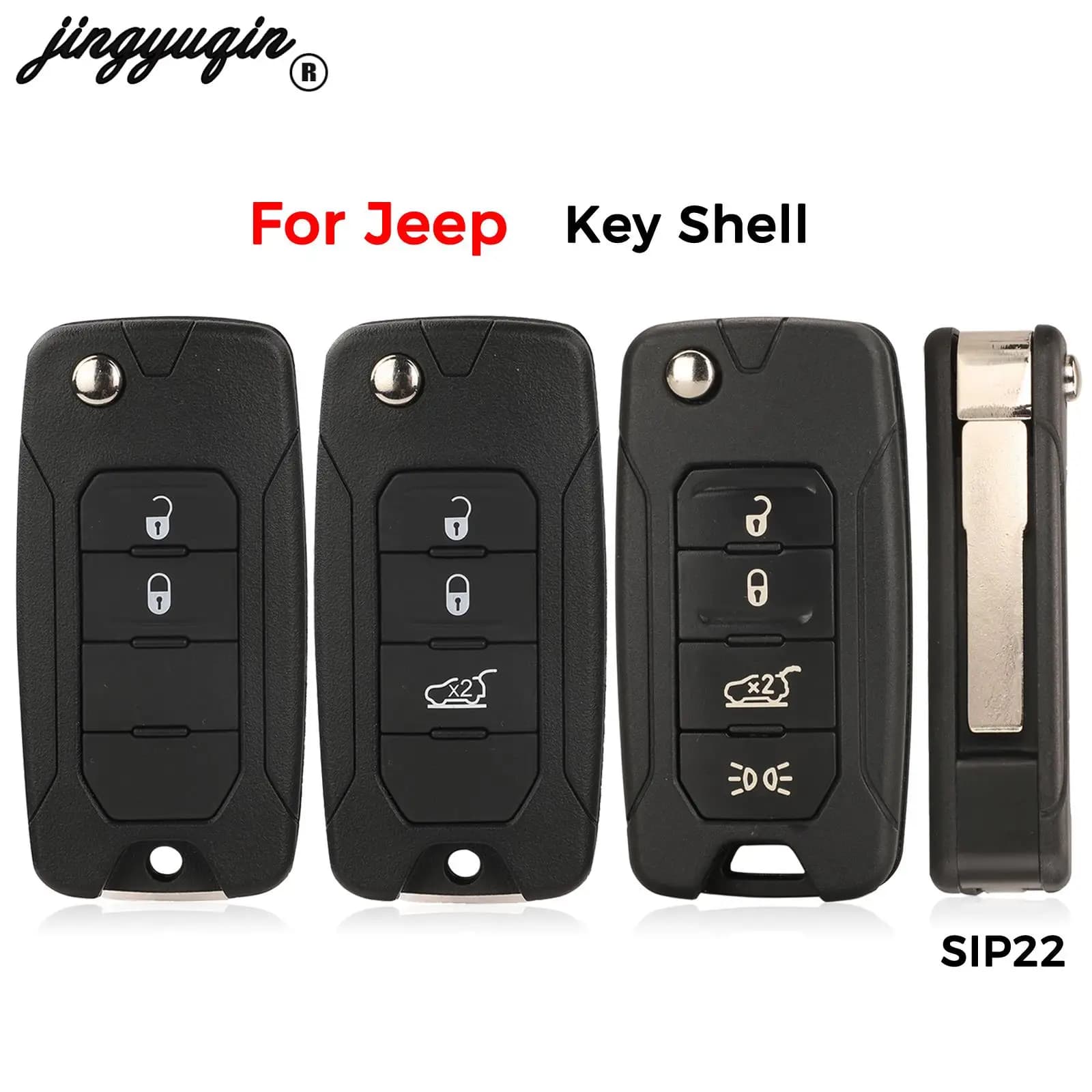 Jingyuqin 2/3/4 Bottoni Per Jeep Renegade Compass Patriot Liberty 2015 2016 2017 2018 Flip Chiave A Distanza Dell'automobile Borsette Caso SIP22 Lama