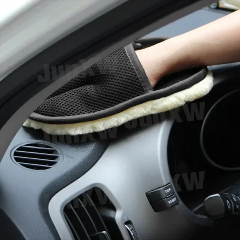 Guanto per lavaggio auto Imitazione lana Microfibra Peluche Dettagli automatici Cera Lucidatura Multi superficie Detergente per cruscotto Antigraffio Durevole