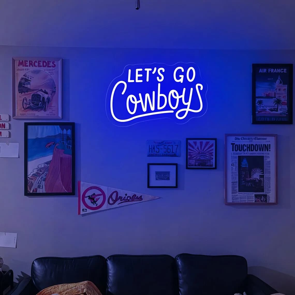 Insegna al Neon 'Let's Go Cowboys', Decorazione per Giornata di Partita dei Cowboys, Arredo Murale Western, Decorazione per Man Cave, Regalo Natalizio a Tema Cowboys