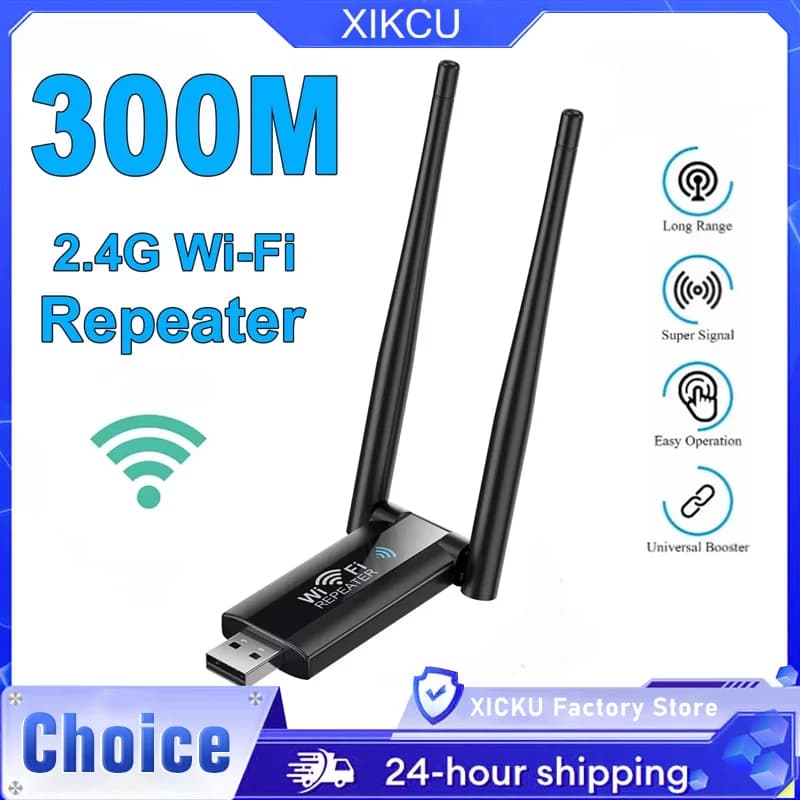 Wireless 2.4G 300Mbps USB Ripetitore WiFi Extender Amplificatore di segnale WiFi Booster Router Wi-Fi a lungo raggio Estensione di rete domestica