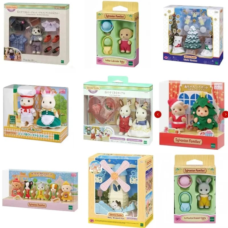 Sylvanian Families Blind Keychain Aceessories Figures Original Silvania Familiy Christmas Baby Dress Up Children's Kitchens Girl