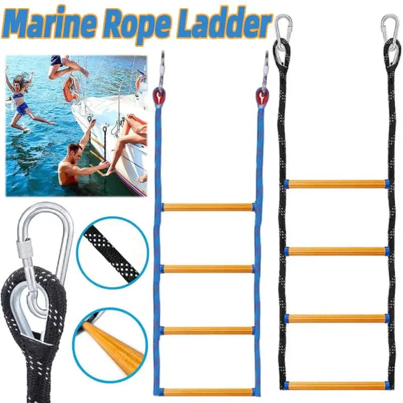 Scala di corda per barca a 4 gradini Scala di corda marina pieghevole Scala per arrampicata resistente salvavita Corda morbida Scala per barca solida per nuoto portatile
