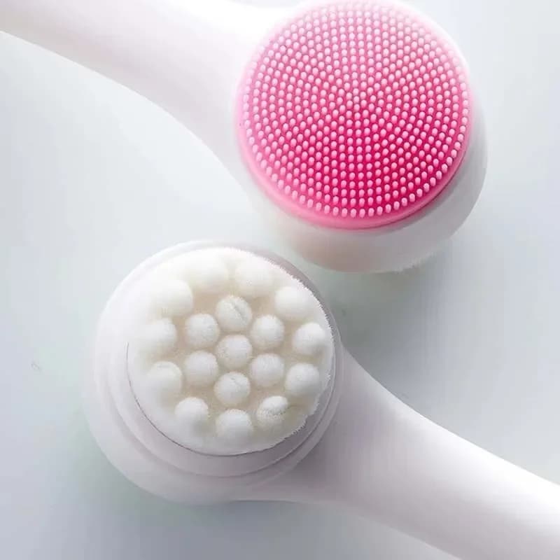 CNK spazzola per pulizia bilaterale 3D all'ingrosso spazzola per il viso morbida massaggio manuale setole per il viso in silicone spazzola per il viso a doppia faccia in silicone