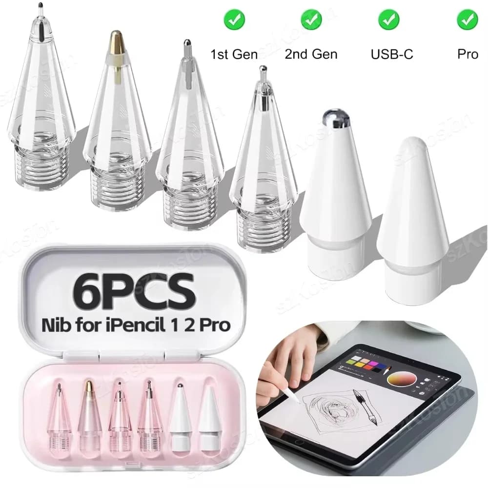 Replacement Pencil Tips for Apple Pencil 1st 2nd Generation iPencil Smooth Spare Nibs for iPad Pro Pencil 1/2 Stylus Fine Nib