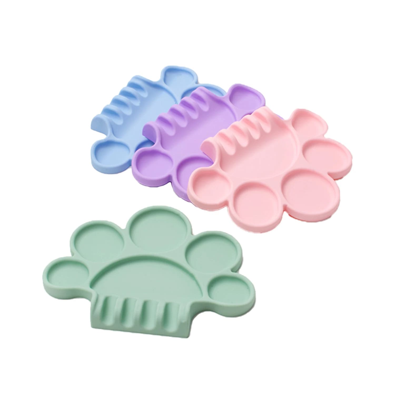 Portable Silicone Painting Palette Paw Shaped Design, Flexible Unbreakable Pigment Mixer Tray for Water Based Paint Oil Paint