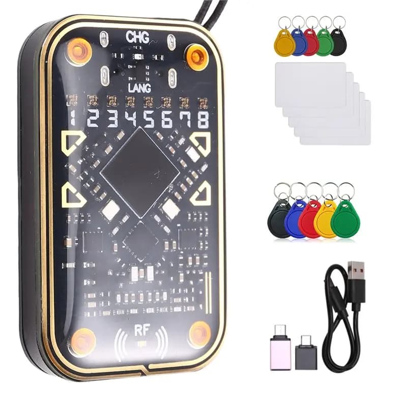 B48A Chameleon V2.0 UID/CUID Set di carte portachiavi (15 pezzi) Emulatore lettore di chip intelligente RFID + decodificatore 125Khz 13,56Mhz Duplicatore NFC