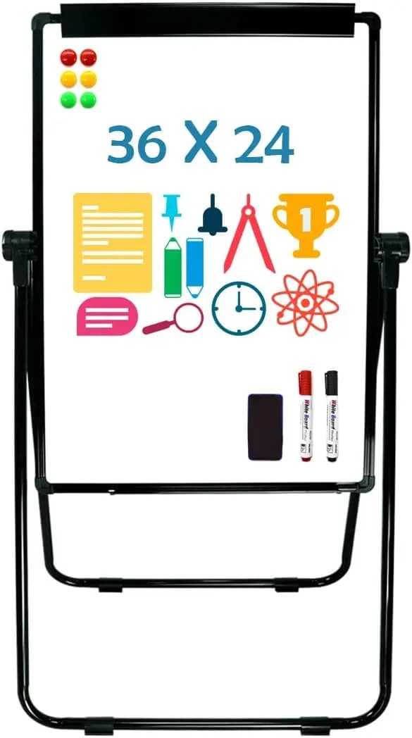 Cavalletto per lavagna portatile ad altezza regolabile con supporto, lavagna magnetica bifacciale cancellabile a secco da 36x24 pollici per ufficio in aula