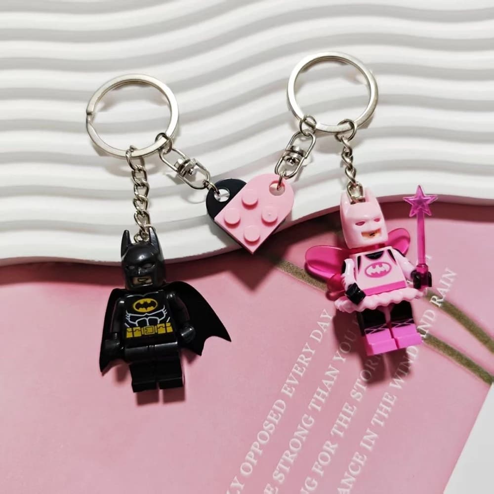 Bellissimo Portachiavi Magnetico 3D Fatto a Mano con Stella Fatata Rosa e Pipistrello Nero, Anello Portachiavi Y2K con Fiocco, Ciondolo per Zaino, Regalo per Coppie