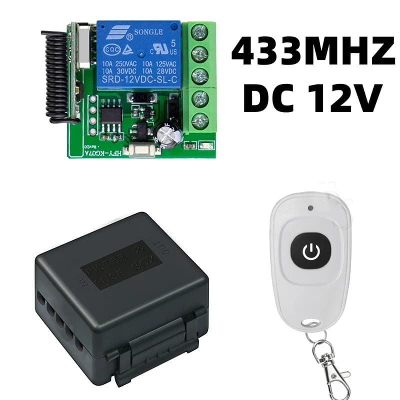 Interruttore wireless fai-da-te 433 MHz DC 12V 1CH Mini modulo relè e telecomando trasmettitore RF per elettrodomestico per tende da garage