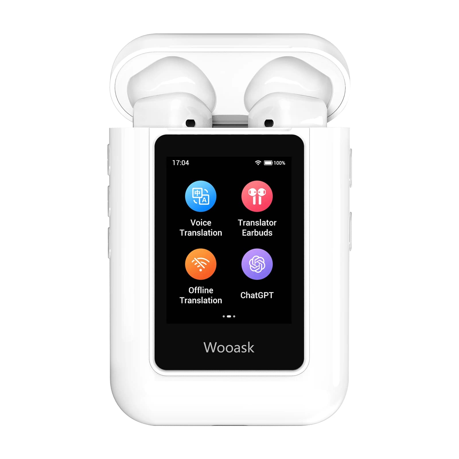 Auricolari translator Wooask A8, innovative AI ChatGPT headset with touch screen, 144 languages with 16 offline packages