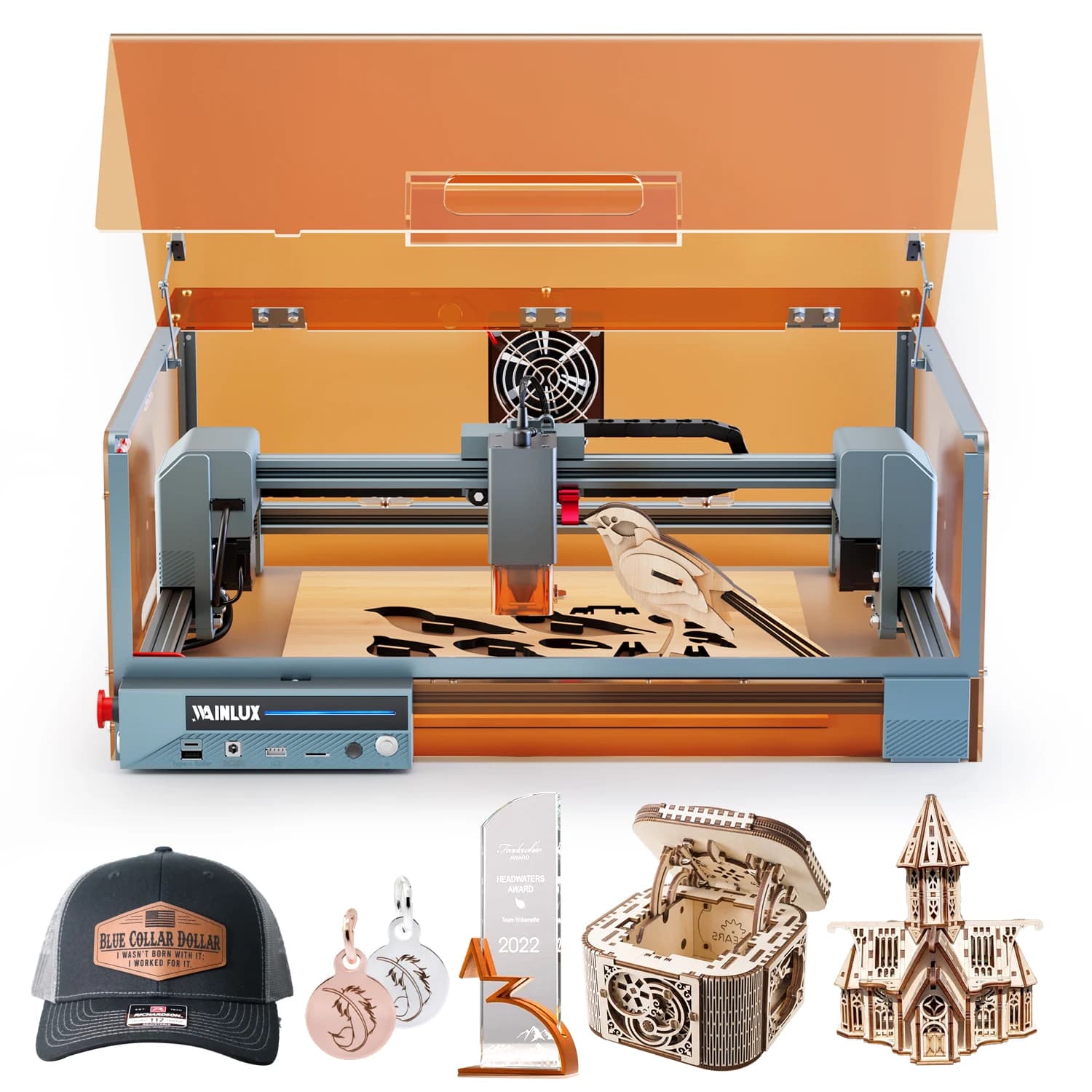 WAINLUX X1 10W Laser Engraving Machine Class1 Laser Engraver and DIY Cutting Machine for Stainless Steel Wood Leather