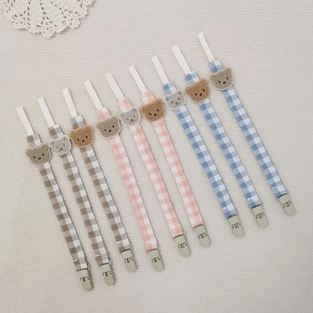 Bear Baby Cloth ciuccio catena ricamo regolabile supporto per succhietto clip fittizie massaggiagengive giocattoli cinghie supporto per capezzoli clip bambino