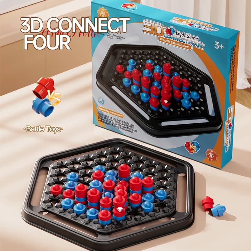 Nuovo gioco da tavolo stereoscopico 4 in una linea Gioco classico per famiglie di scacchi per feste Puzzle educativo precoce Regalo per l'addestramento al pensiero dei bambini