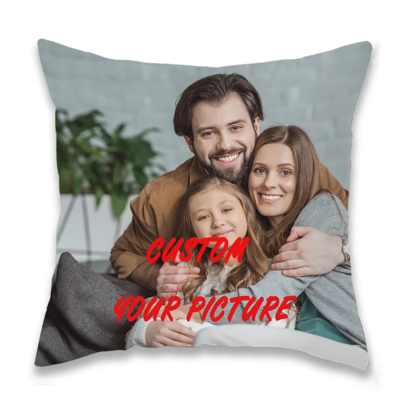 Una fodera per cuscino personalizzata con foto, realizzata in morbida fibra di poliestere con cerniera, decorazione per divano e camera da letto. Perfetto gi