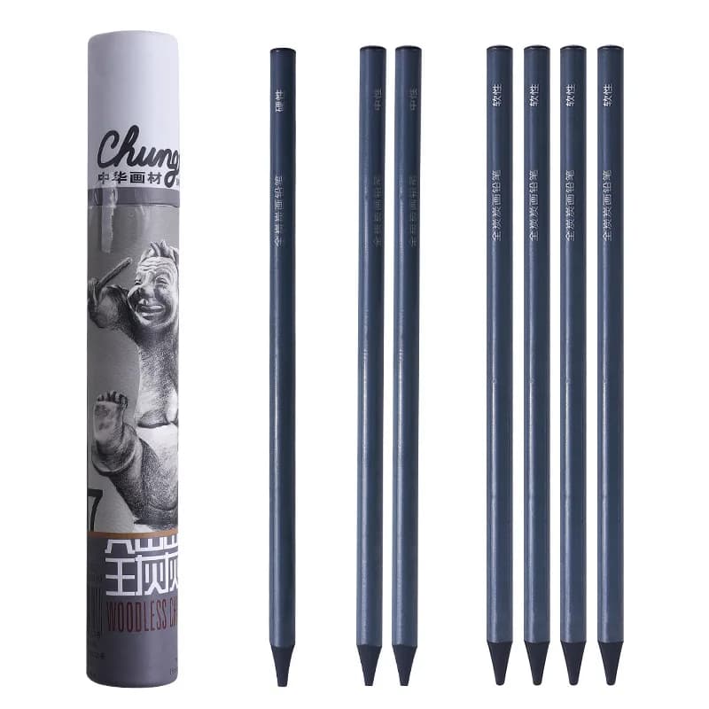 Fine Arts Master Charcoal Pencil,Hard,Neutral,Soft Refills,Sketch Sketches Drawing Pencils,Art Student Supplies 7 Pcs Barrels