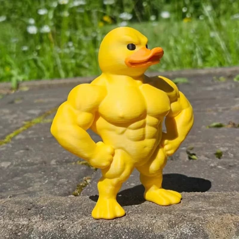 Muscular duck statue - 3D desk decoration, cute bookcase funny statuette, multifunctional decoration for interior/external