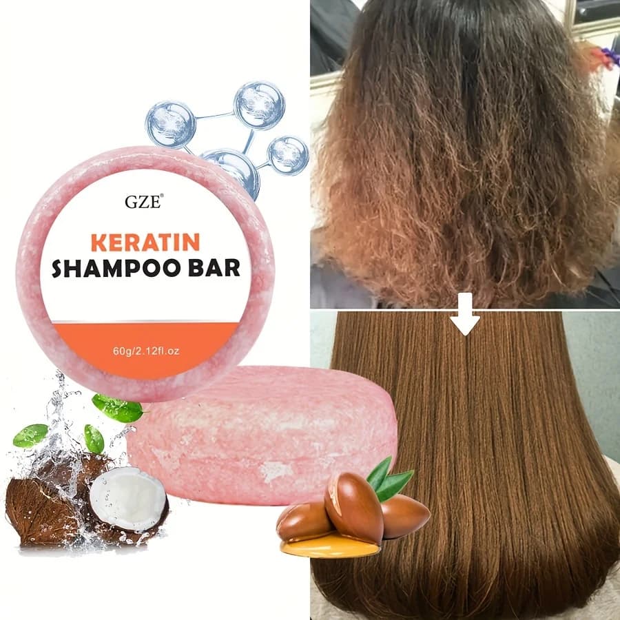 GZE straightening + soap from Bar Shampoo to keratin, for glossy hair, without parabens, sulphate-free surfactants, coconut oil