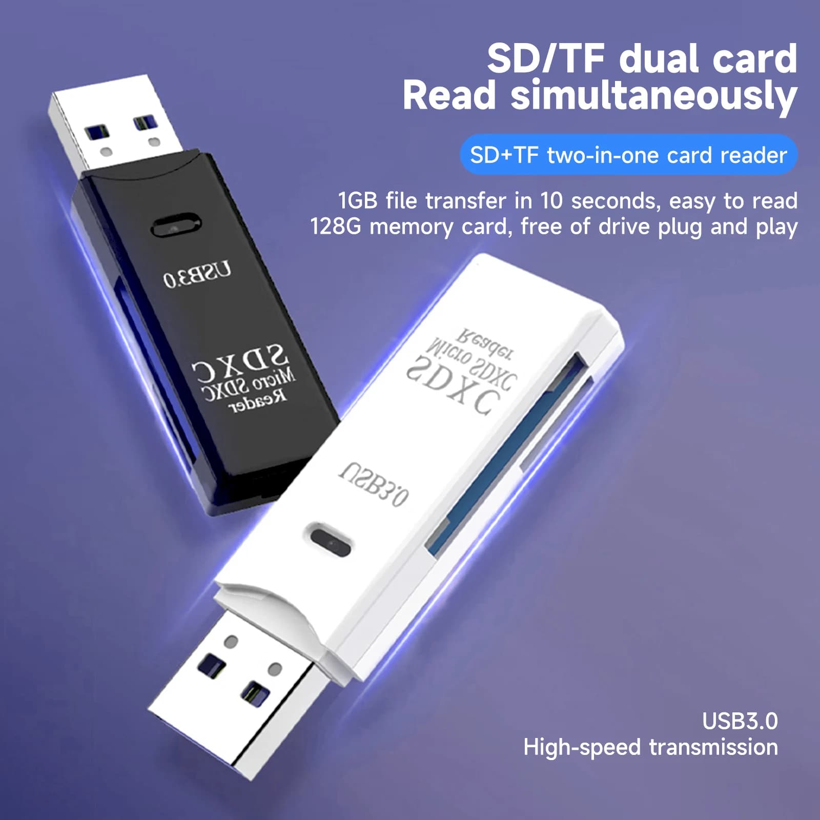 Lettore di schede USB 3.0 2 in 1 Lettore di schede Micro SD Adattatore USB Lettore di schede ad alta velocità Scheda di memoria TF per PC Accessori per laptop
