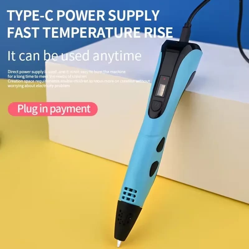 3D Super 3D third generation pen, with 1.75 mm PLA filament, LED display, 3D printing pen, children's birthday or Christmas gift