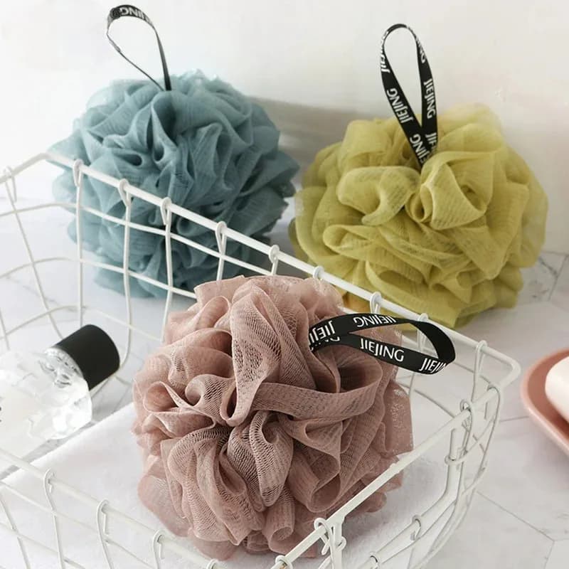 Sfere di spugna da bagno in rete morbida Spazzola per pulizia in nylon Soffio per doccia Detergente per il corpo Scrubber esfolianti Palla da bagno Forniture per il bagno
