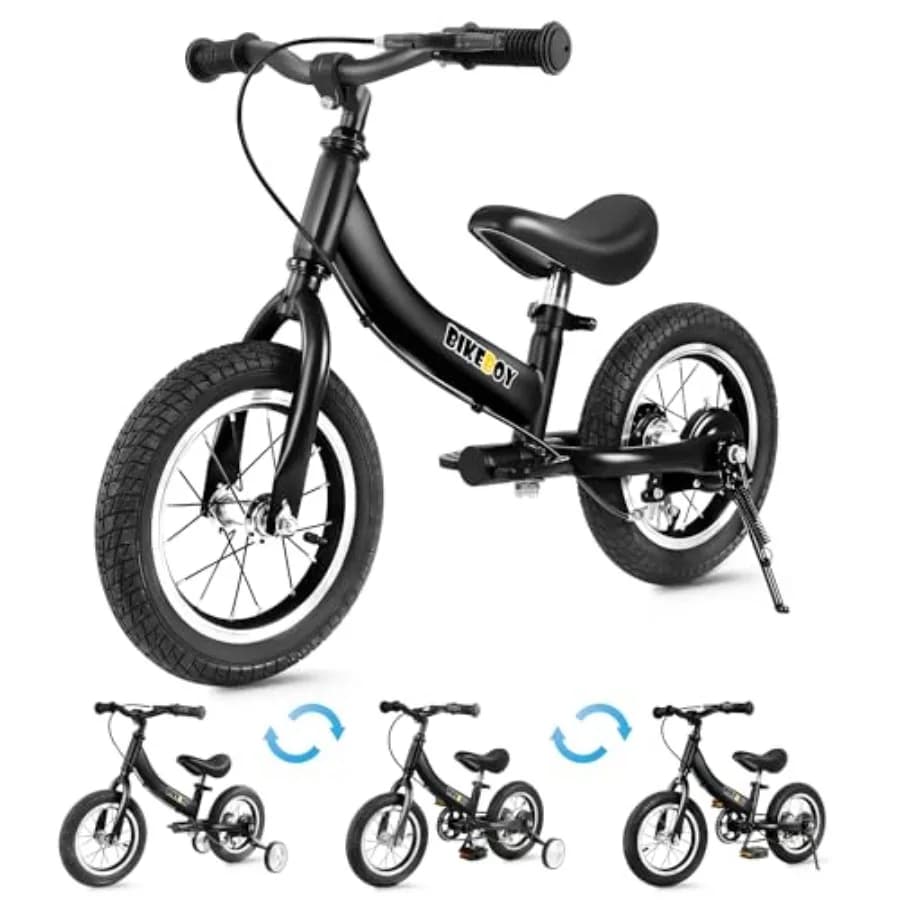 Pedalless Bicycle 2 in 1 for Children 2-7 Years, 12 14 16 Poles with Wheels Stabilizers, Brake and Pedal, Plastic Frame Resistant, Blue