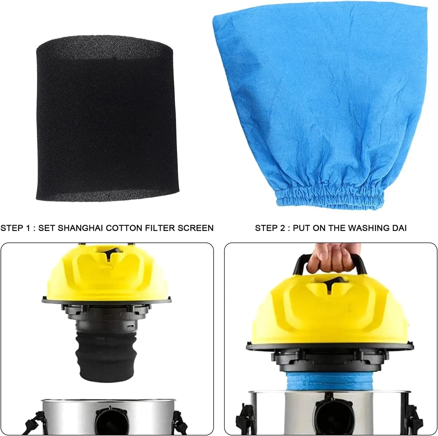 Sacchetti Filtro Tessili, Filtro in Schiuma per Aspirapolvere Karcher MV1 WD1 WD2 WD3, Ricambi per Aspirapolvere
