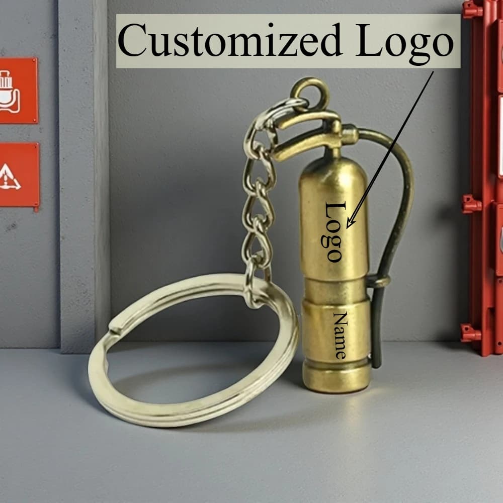 Portachiavi mini estintore con logo personalizzato Portachiavi regalo creativo per l'assistenza antincendio in metallo incisione laser per auto per regalo amante degli uomini