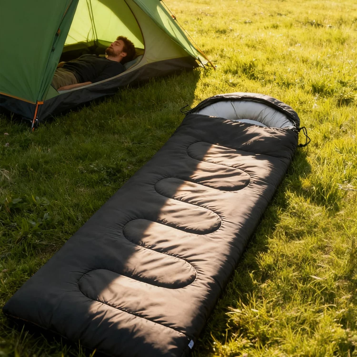 Updated version of the domestic sleeping bag, light sleeping bag for 3 seasons, suitable for outdoor use, microfiber padding for 5-20 degrees, suitable for shoulder backpack/excursionism/camping/ mountain climbing, with supplies for compression bags