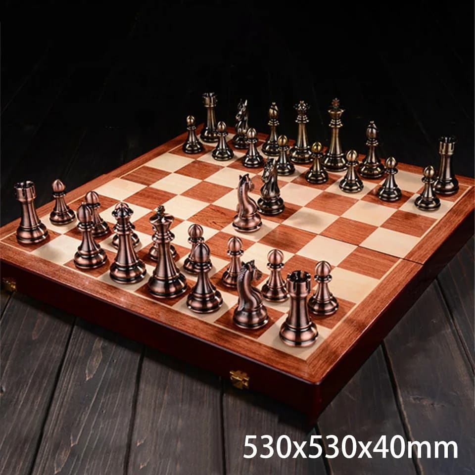 Grande Set di scacchi pezzi di scacchi di lusso regalo di alta qualità gioco di scacchi da viaggio scacchiera incorporata in legno pieghevole Chessman Kirsite