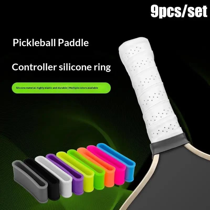9 Pieces Protective Wax Set for Pickleball Rackets, Silicone Anti-slip Rings for Grip Tennis Rackets