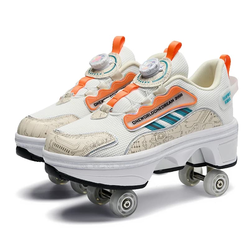 New Double-Row Four-Wheel Roller Skating Shoes Dual-Use Roller Shoes Men Women Sneakers Sport Dog walking training running shoes