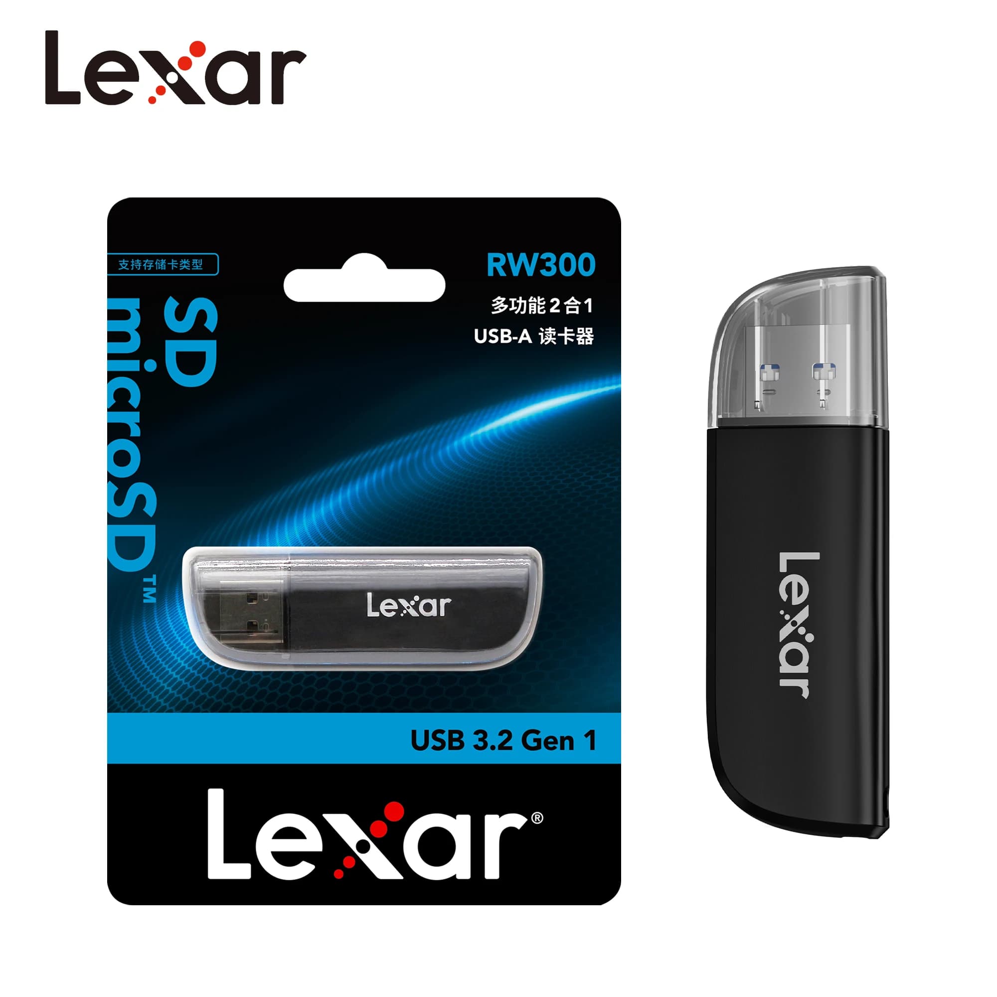 Lettore di schede USB tipo A originale Lexar 300U Multi 2 in 1 Supporto per scheda SD/Micro SD Lettore di schede di memoria per MicroSDHC/SDXC