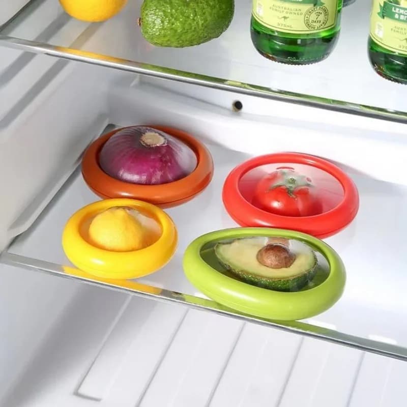 Scatola portaoggetti fresca ermetica per frutta e verdura, limone, pomodoro, avocado, conservazione della copertura della guarnizione, utensili da cucina riutilizzabili trasparenti