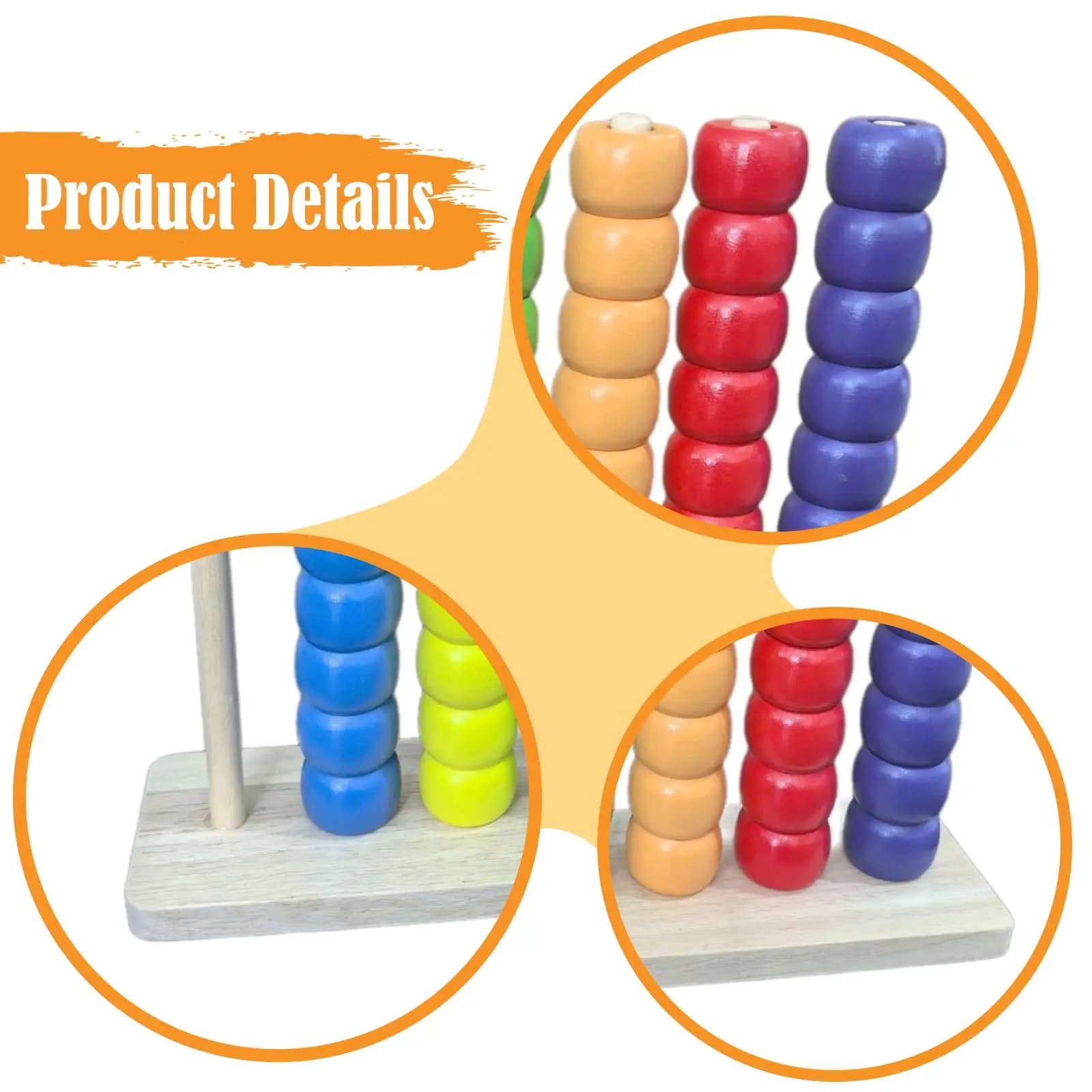 Wooden Color Sorting Stacking Toys Threading Beads Educational Toy Counting Games for Kindergarten Kids Boys Girls, Children