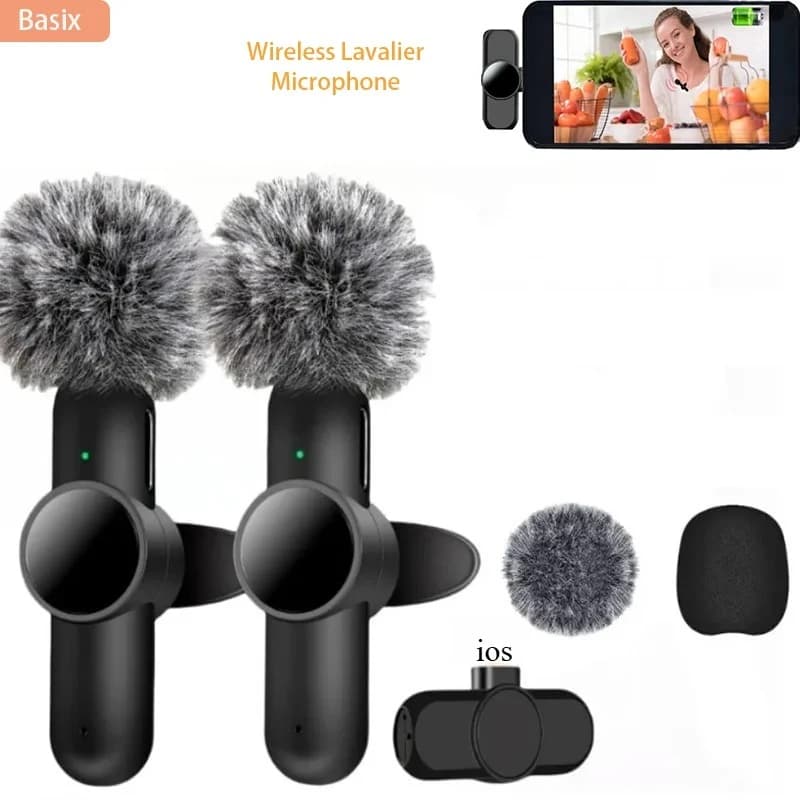 2.4G Wireless Lavalier Microphone for Audio Recording Video with Noise for iPhone/iPad/Android/Xiaomi/Samsung, Microphone for Games and Directs