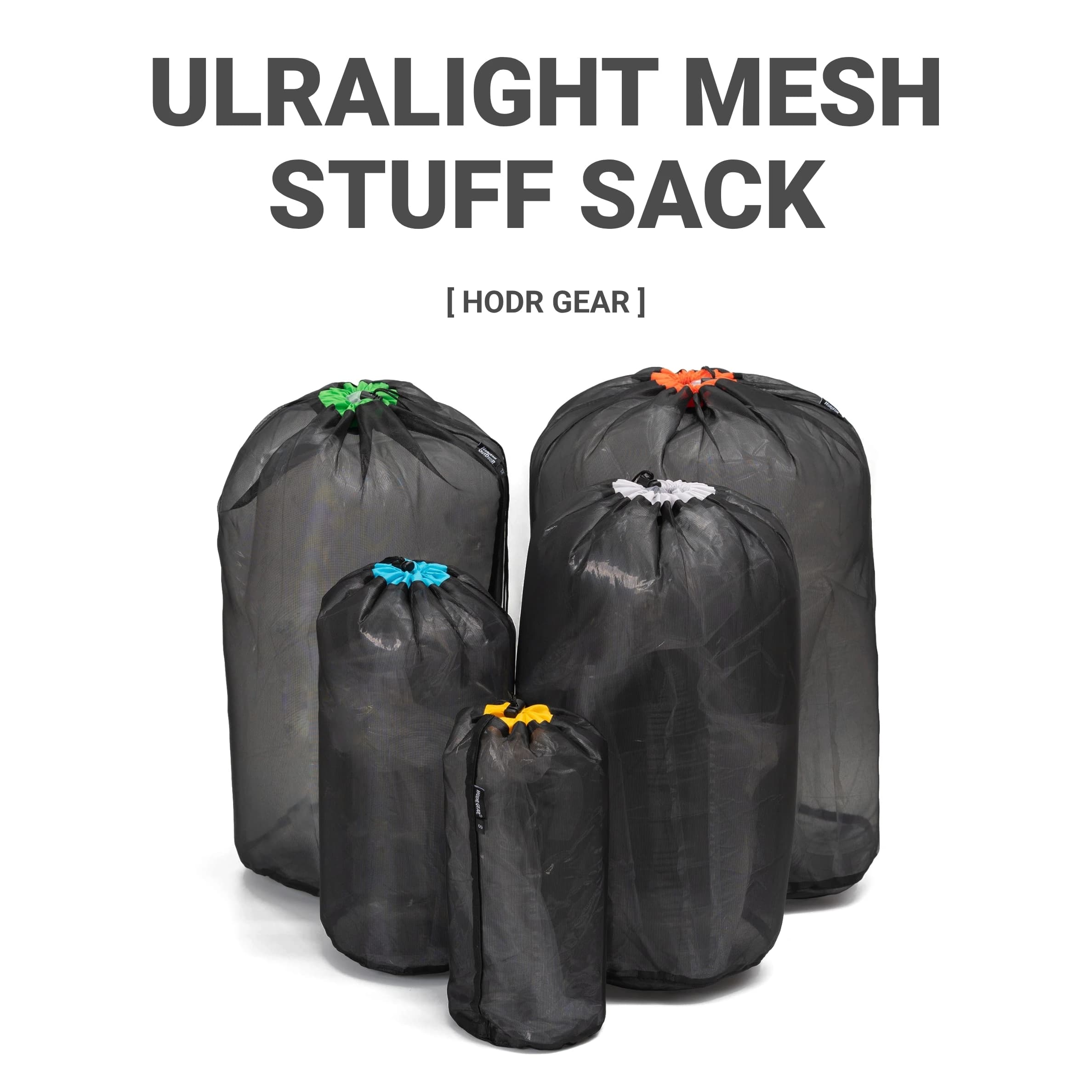 Ultralight mesh storage bag with coulisse, high density nylon organizer case for camping, hiking, clothes, sleeping bag