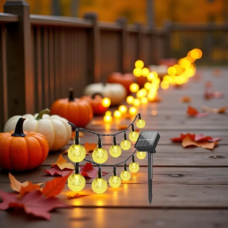 Globo di cristallo a LED 100 LED Luci a stringa solare Luci esterne solari impermeabili per esterni con 8 modalità di illuminazione Decorazione di Halloween