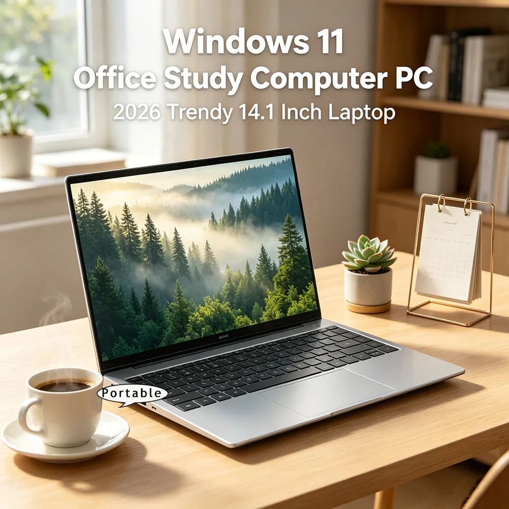Notebook Premium Ultra Sottile da 14.1 Pollici 2026 Win11 DDR4 16GB RAM 2TB SSD PC Portatile Business Intel I7-8650U