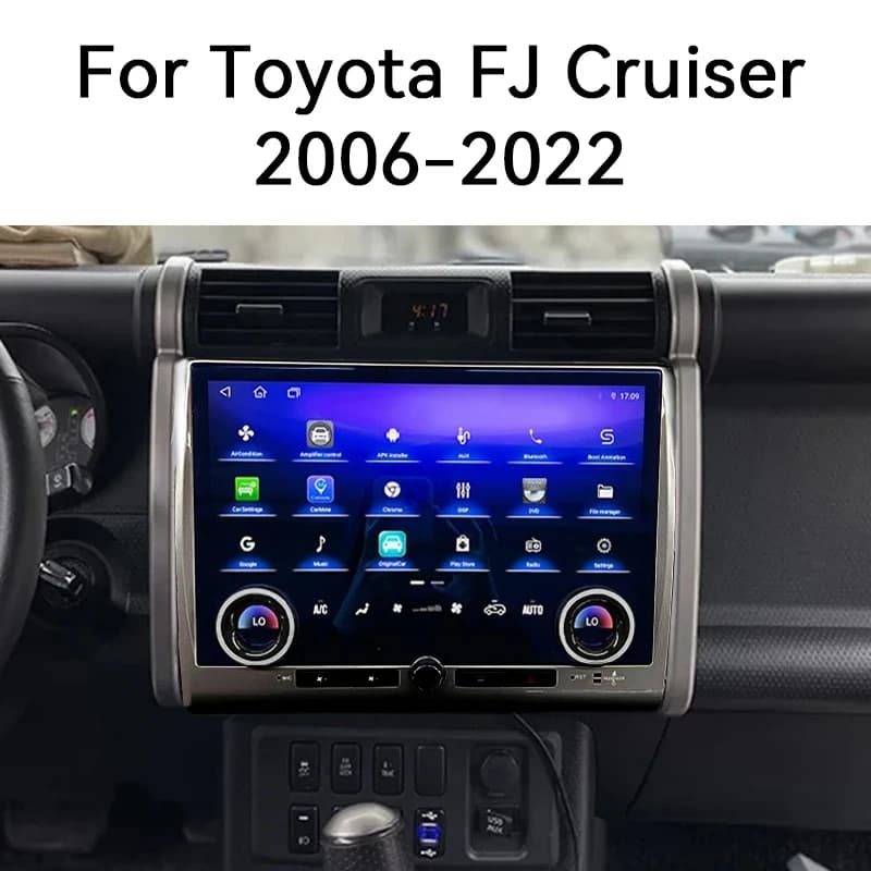 Radio stereo per auto Android da 13,3 pollici 8 + 256G 2 Din per Toyota FJ Cruiser J15 2006-2022 Lettore video multimediale Navigazione GPS Bluetooth Carplay Auto con schermo di controllo dell'aria condizionata