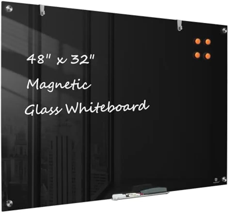 Lavagna magnetica in vetro senza cornice grande 48x32 pollici per lavagna cancellabile a secco montata a parete per ufficio, casa, scuola