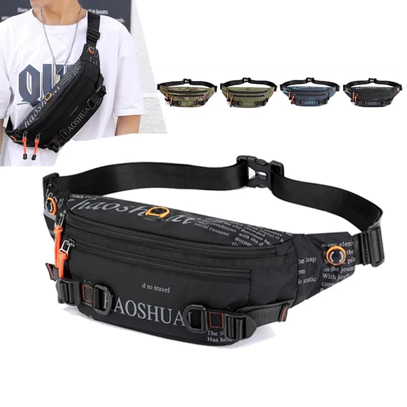 Men's Waist Bag Military Anti-theft Nylon Travel Man Cross Body Sling Chest Pack Waist Bag