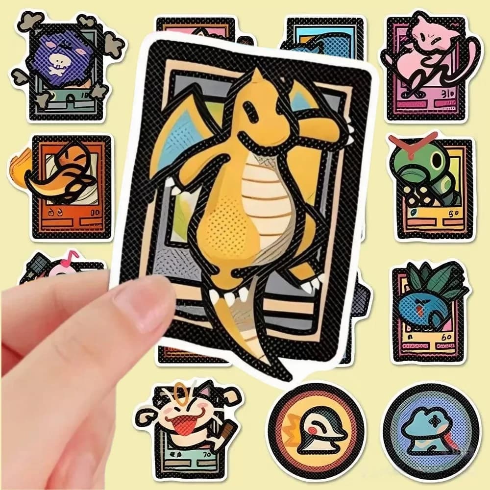 100/200/300/500 Pezzi Adesivi Anime Pokémon Stile Pixel, Decalcomanie Cartoon Pikachu, Adesivi Impermeabili Fai-da-Te per Valigie e Cancelleria per Bambini
